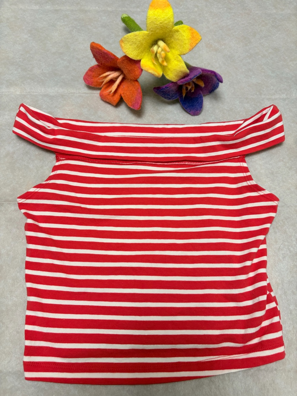 wild fable Red and White Striped Off-Shoulder Tank Top